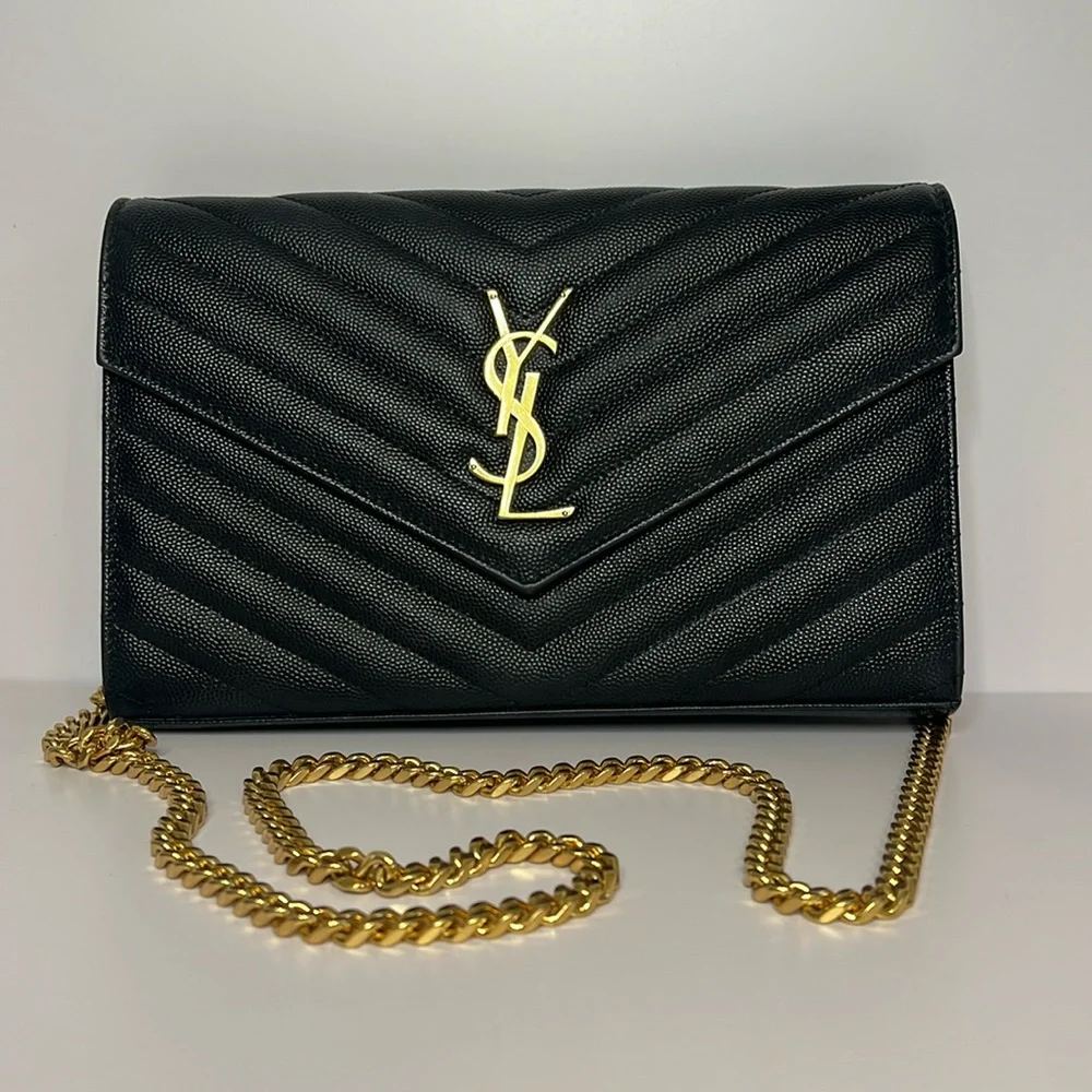YSL Cassandre Wallet on Chain Black Leather - Picture 1 of 16